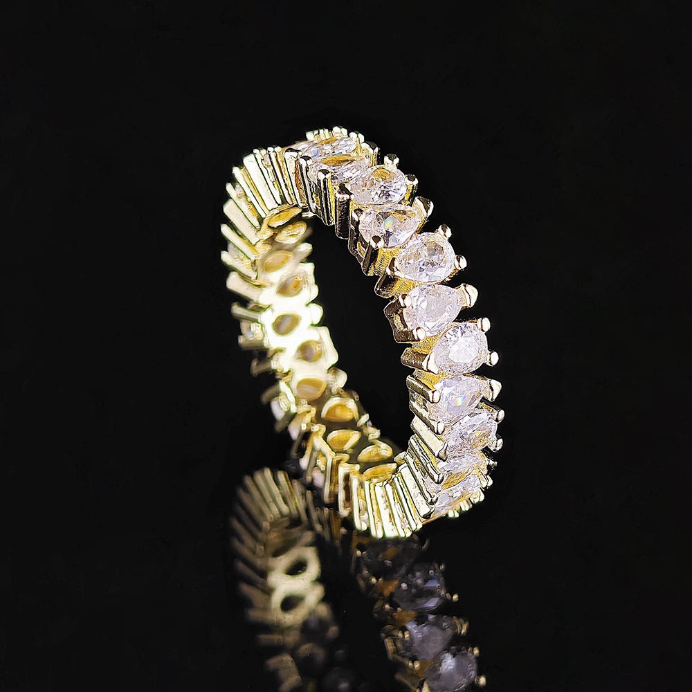 Moonso Trendy Drainage Drip Silver Color Aesthetic Eternity Band Ring for Women Christmas Gift  Jewelry Bulk Sell R7972