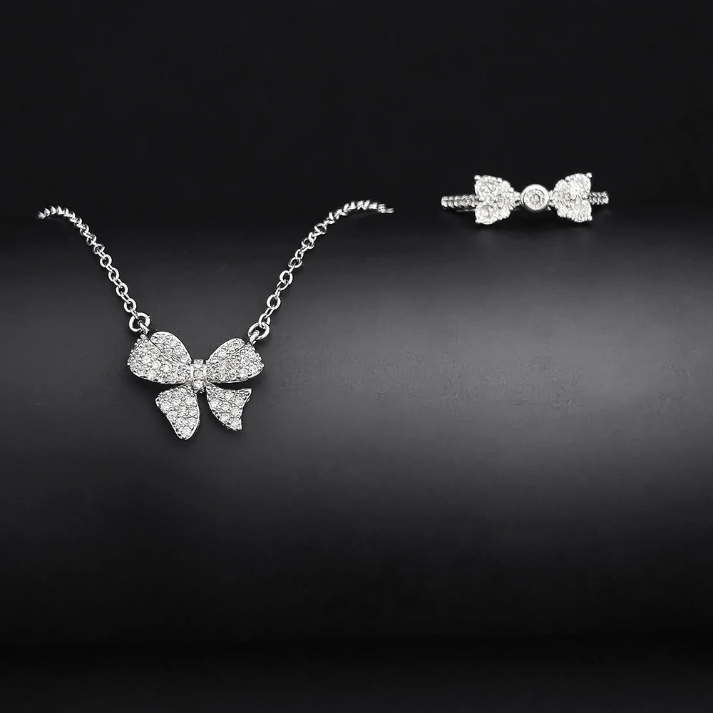 Moonso Trendy Bowknot Bride Jewelry Set for Women Anniversary Gift Jewelry Wholesale Free Shipping Items R4598-e6320-x6223