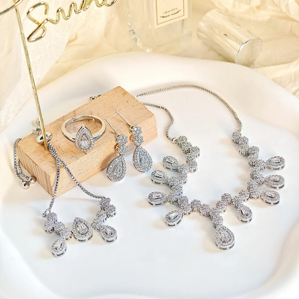 Moonso Arrival Luxury Designer Bride Jewelry Set for Women Engagement  Anniversary Gift Jewelry Wholesale E046-R046-S046-X046