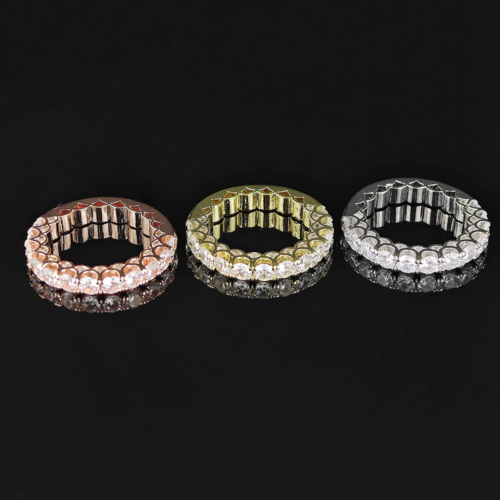 Unique Design Rose Gold Silver Color Round Eternity Band Ring for Women Anniversary Gift Jewelry Wholesale R8447