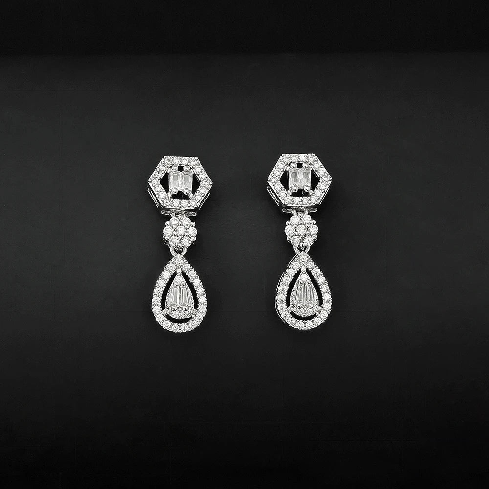 Moonso Luxury Designer Silver Color Jewelry Set for Women Engagement Wedding Anniversary Gift Jewelry E061-R061-S061-X061