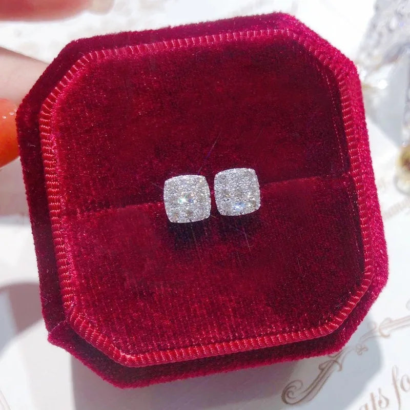 Moonso Trendy Silver Color Square-shaped Stud Earrings for Women Jewelry Wholesale Free Items Gift E8119-E8128