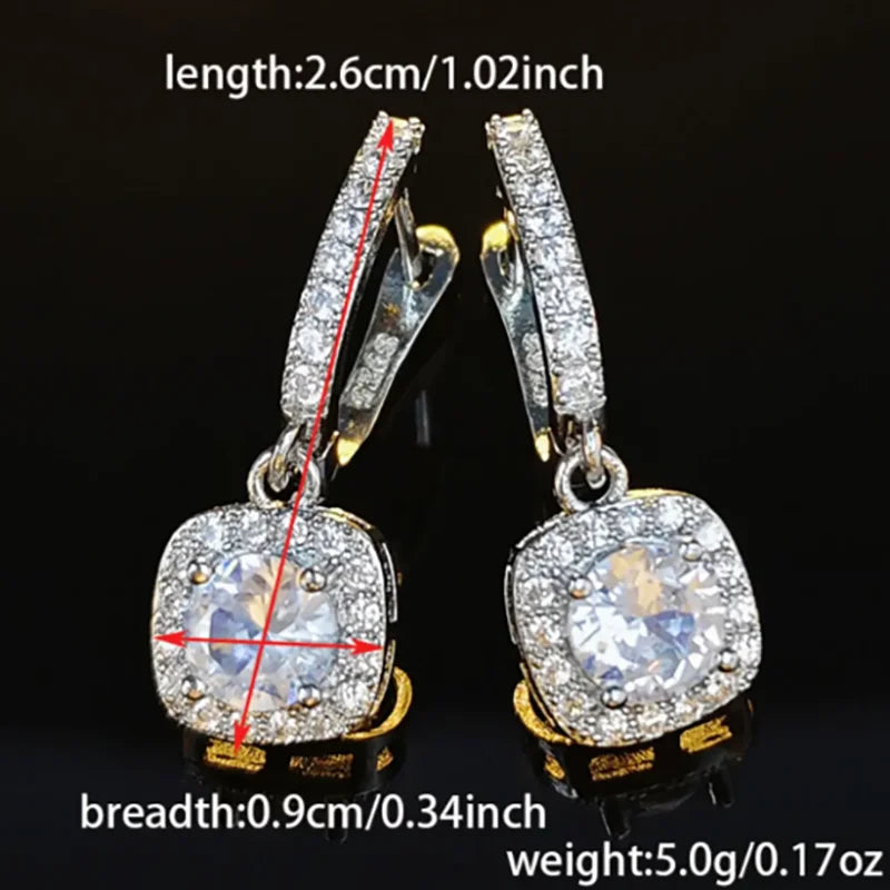New Trendy Square Shape Drop Earrings Brilliant Bridal Engagement Wedding Jewelry Elegant Female Dangle Earring Nice Gift E6480