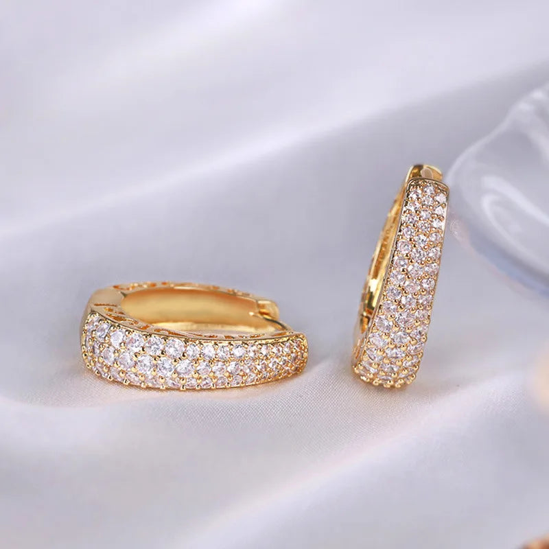Unique Design Luxury Gold Color Hoop Earrings for Women Valentine's Day Gift Gold Plated Jewelry E8455