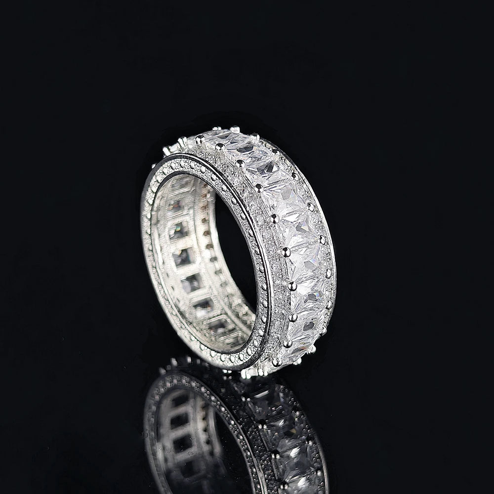 Luxury Princess Round Silver Color Aesthetic Eternity Band Ring for Women Party Gift Jewelry Wholesale Free Shipping Items R6201