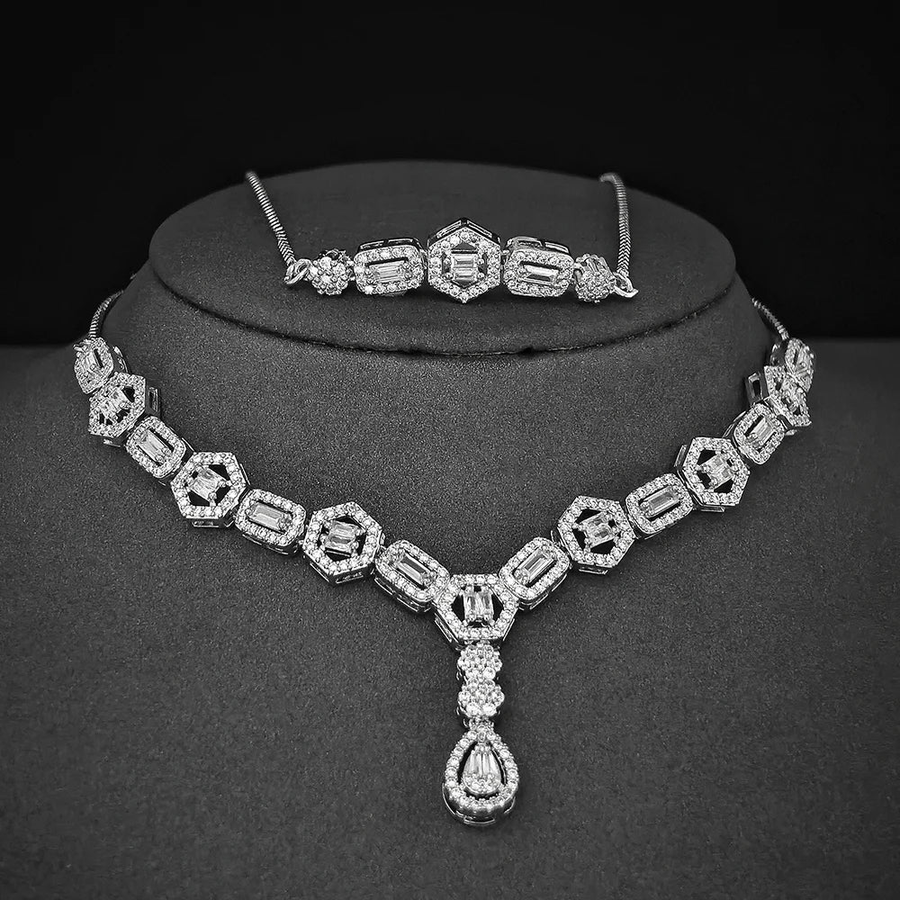 Moonso Luxury Designer Silver Color Jewelry Set for Women Engagement Wedding Anniversary Gift Jewelry E061-R061-S061-X061