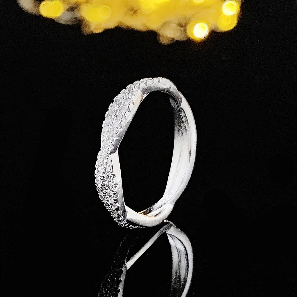 2024 New Products Twist Rose Gold Silver Color Eternity Band Ring for Women Party Gift Jewelry Wholesale R5008