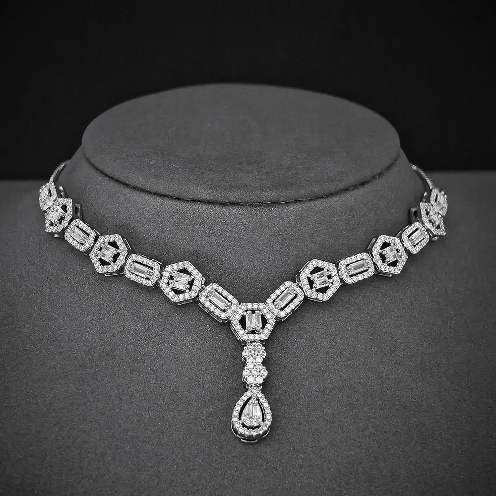 Moonso Luxury Designer Silver Color Jewelry Set for Women Engagement Wedding Anniversary Gift Jewelry E061-R061-S061-X061