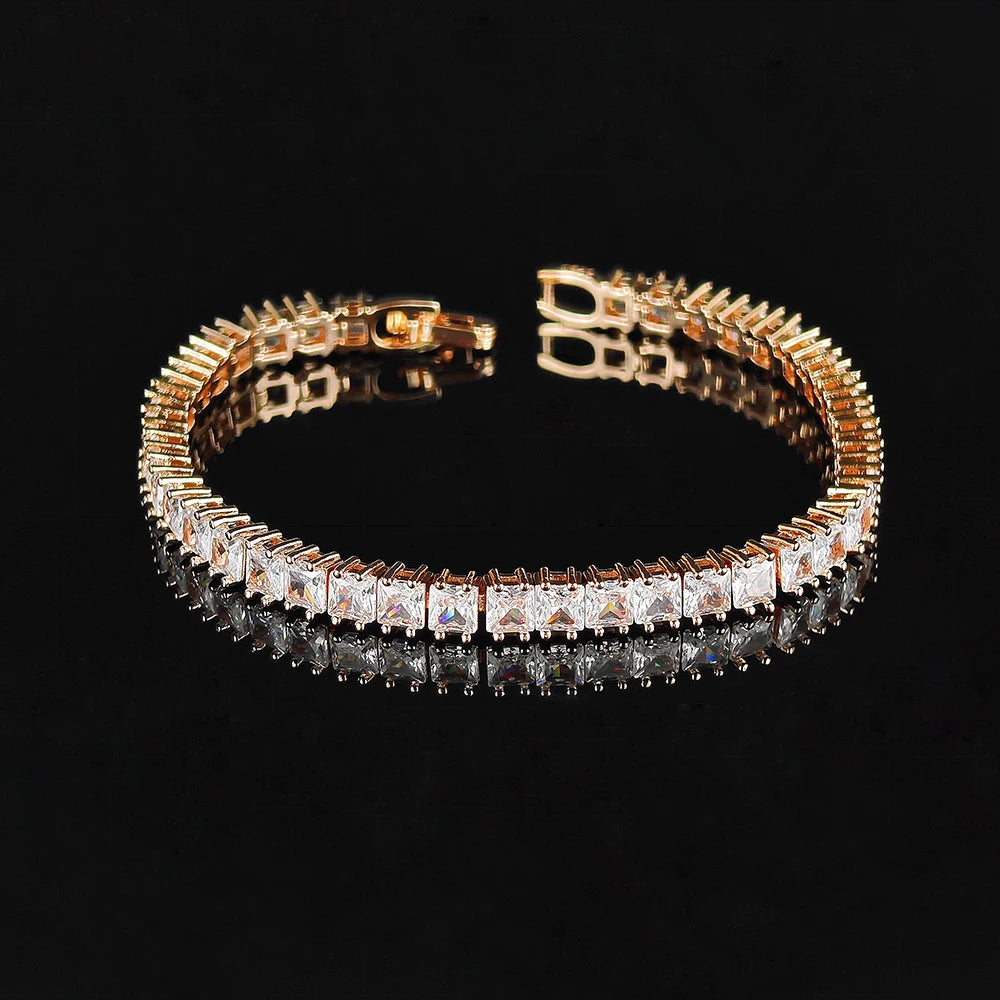 Moonso Luxury Princess Rose Gold Silver Color Bracelet Bangle on Hand for Women Anniversary Gift Jewelry Wholesale S5451