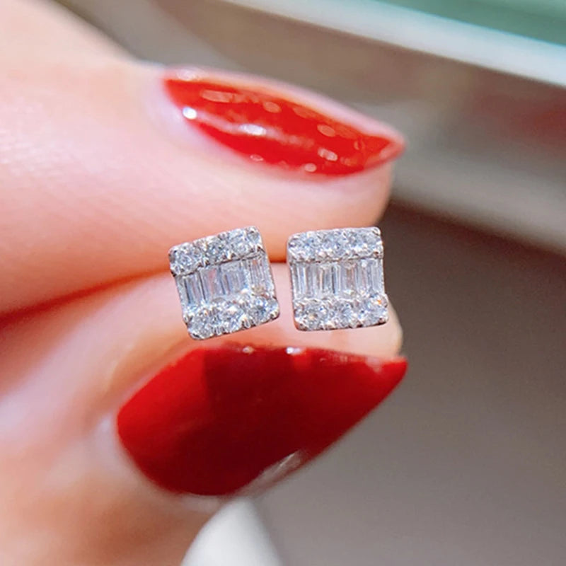 Moonso Trendy Silver Color Square-shaped Stud Earrings for Women Jewelry Wholesale Free Items Gift E8119-E8128