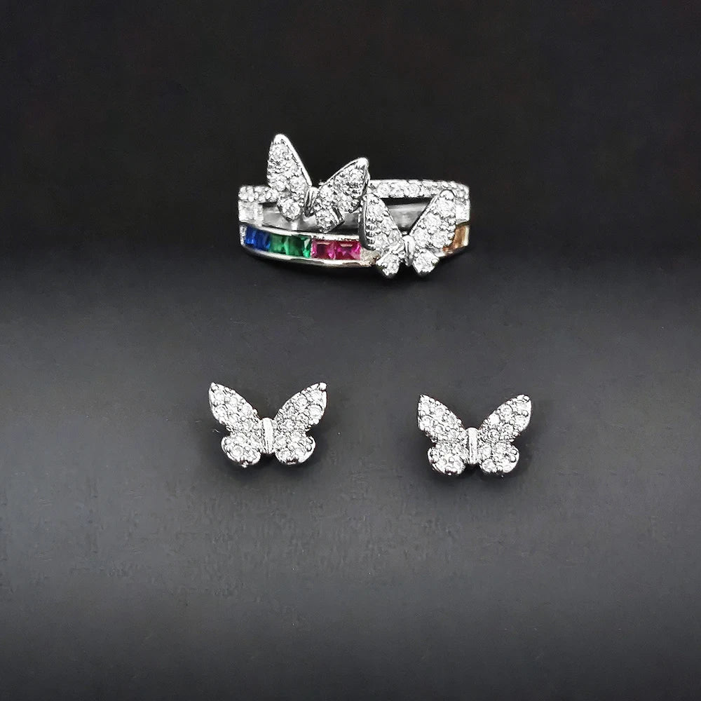 Moonso Products Trendy Butterfly Multi Silver Color Fashion Jewelry Set for Women Party Gift Jewelry Wholesale E6863-r7413