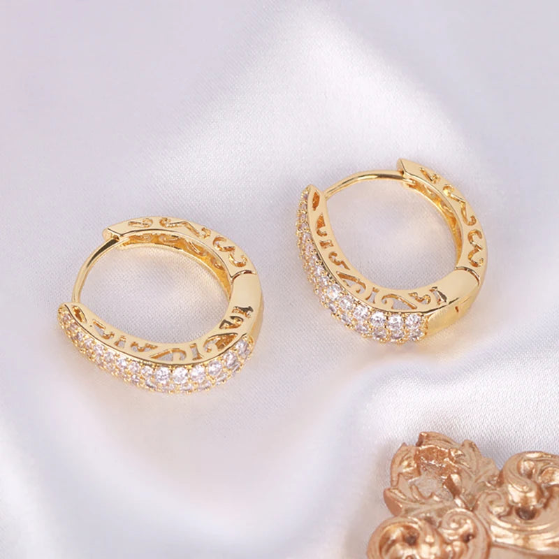 Unique Design Luxury Gold Color Hoop Earrings for Women Valentine's Day Gift Gold Plated Jewelry E8455
