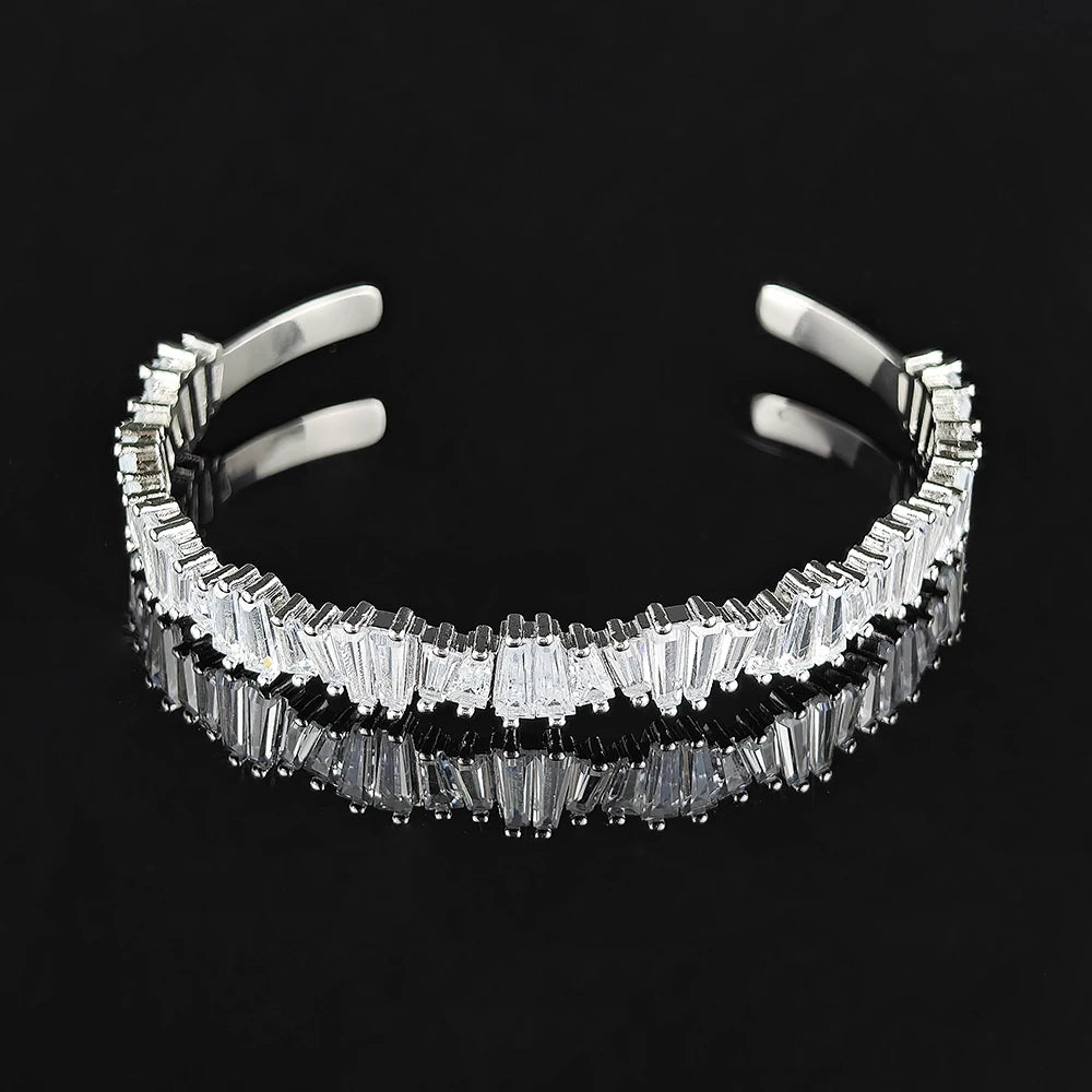 Luxury Rose Gold Silver Color on Hand Bracelet Bangle for Women Adjustable Anniversary Gift Jewelry Free Shipping Items S5213