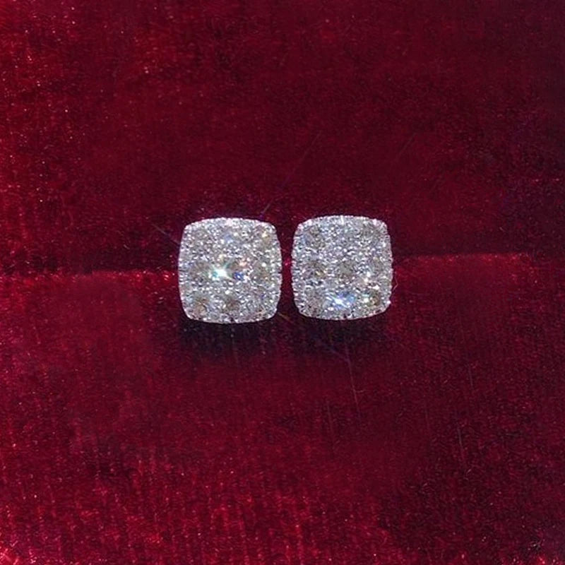 Moonso Trendy Silver Color Square-shaped Stud Earrings for Women Jewelry Wholesale Free Items Gift E8119-E8128