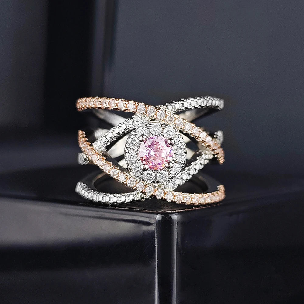 Moonso Trendy Rose Gold Silver Color Fashion Ring Luxury for Women Party Gift Wholesale Brand Jewelry R5000