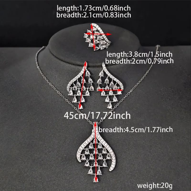3pcs Per Set Moonso Luxury Pear Silver Color Bride Jewelry Sets for Women Engagement Anniversary Gift Jewelry Wholesale J6826
