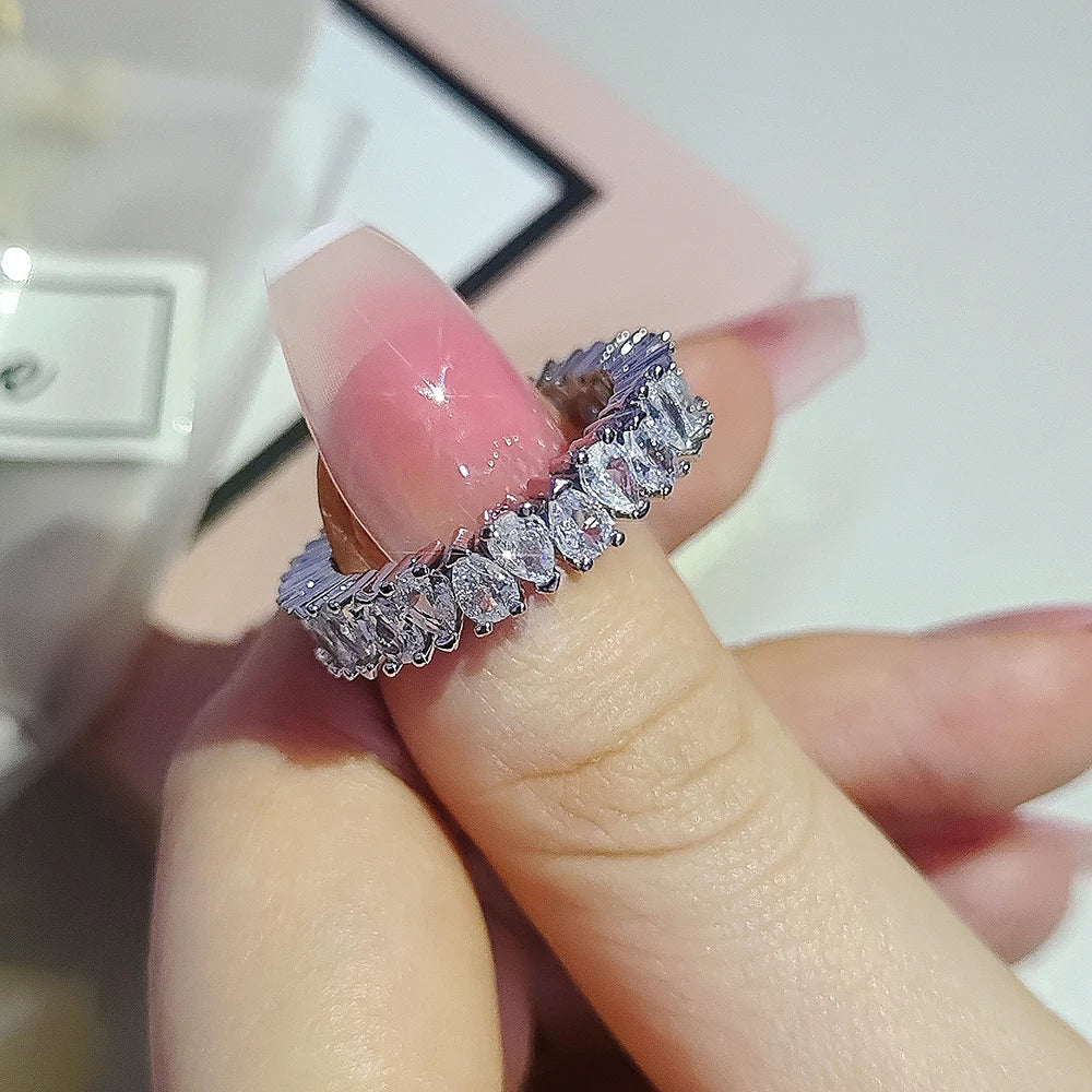 2023 New Trendy Drainage Drip Silver Color Aesthetic Eternity Band Ring for Women Christmas Gift  Jewelry Bulk Sell R7972