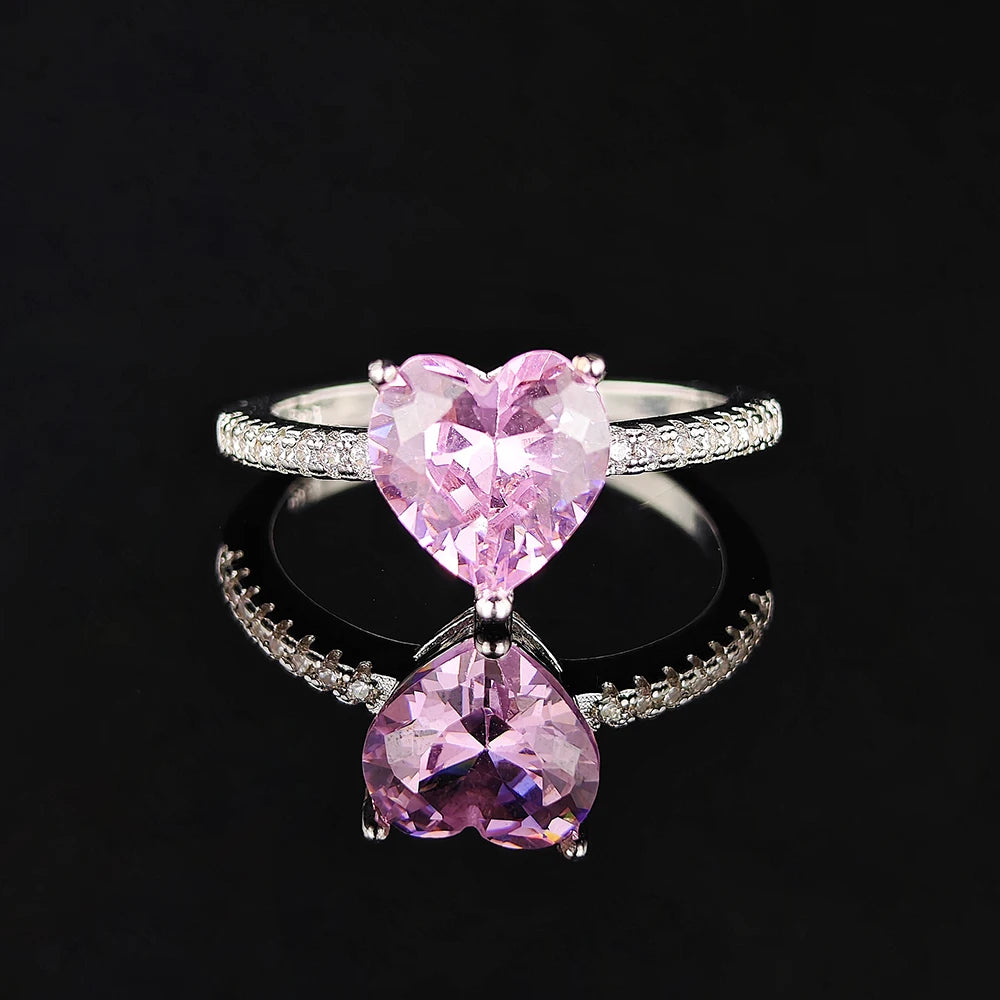 Moonso Unique Design Rosegold Silver Color Heart Shape Promise Ring for Girl Lovers Love Party Gift Free Shipping Items R4597