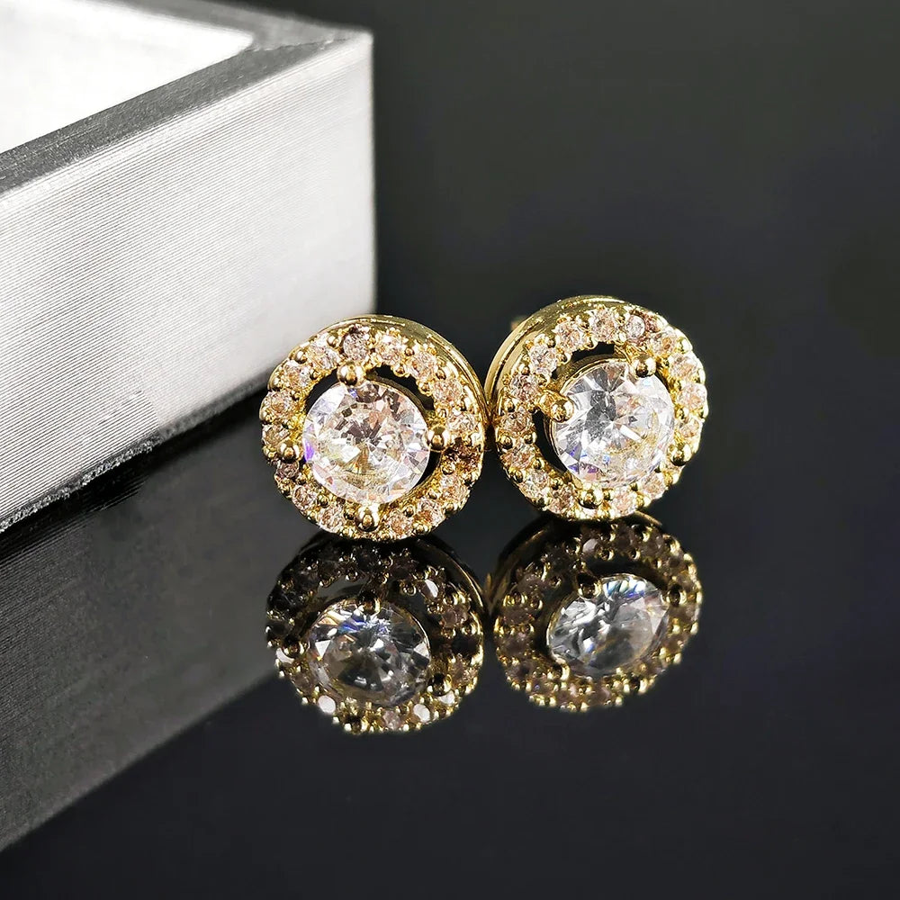 Silver Color Korean Zircon Circle Stud Earrings Brincos for Women Boucle D'oreille Femme Bijoux Gift Jewelry E232