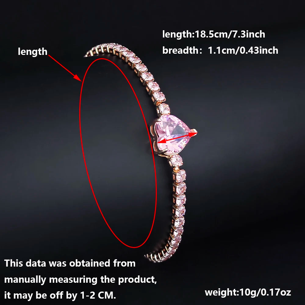 Moonso Trendy Rose Gold Color Pink Heart Bracelet Bangle for Girl Lovers Love Party Gift Jewelry Free Shipping Items S8481
