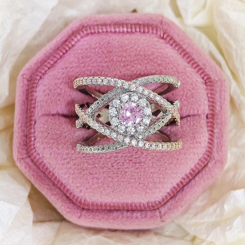 Moonso Trendy Rose Gold Silver Color Fashion Ring Luxury for Women Party Gift Wholesale Brand Jewelry R5000