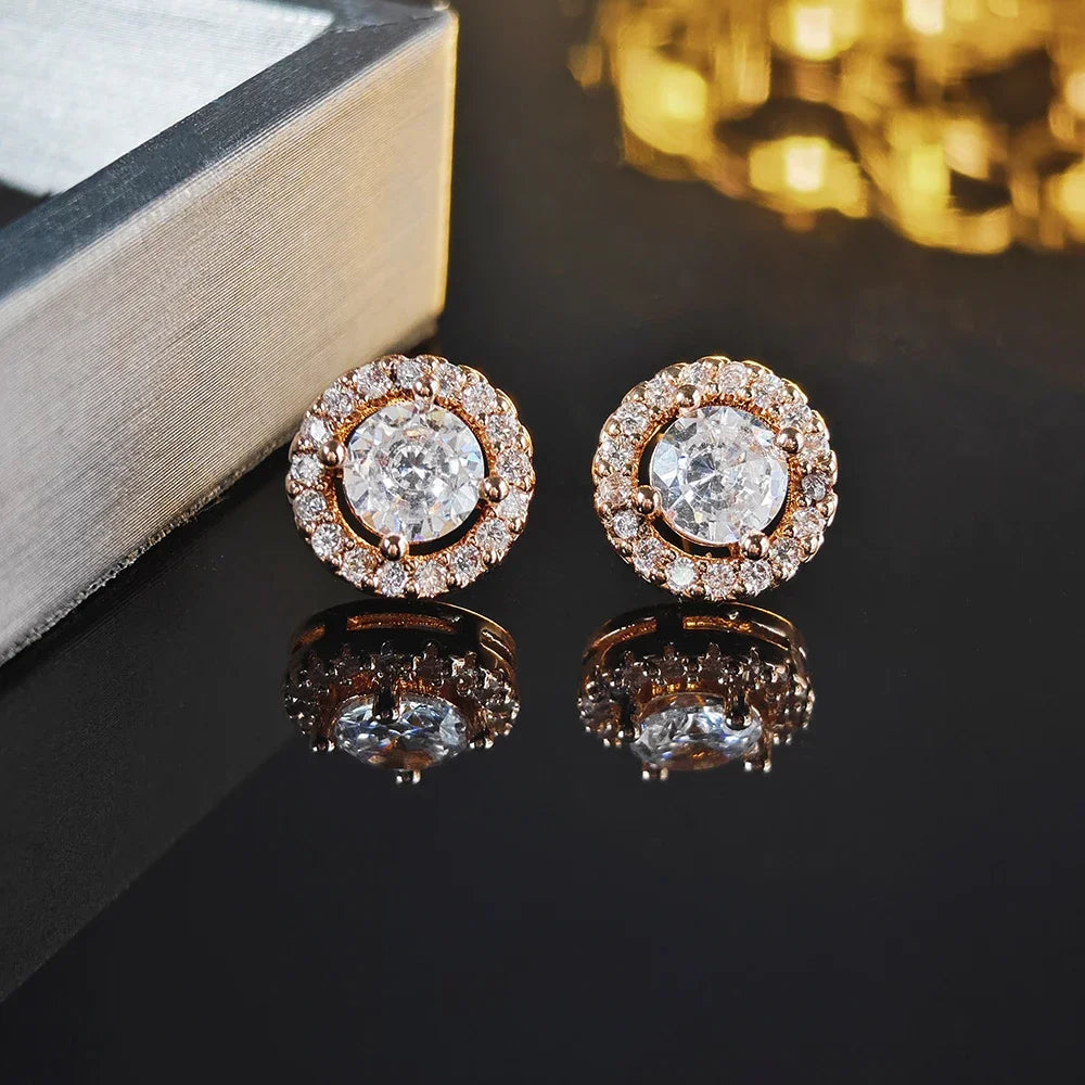 Silver Color Korean Zircon Circle Stud Earrings Brincos for Women Boucle D'oreille Femme Bijoux Gift Jewelry E232