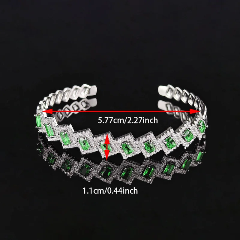 Luxury Round Blue Green Red Color on Hand Open Bracelet Bangle for Women Anniversary Gift Jewelry Wholesale Moonso S6145