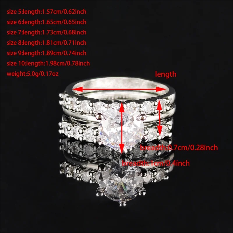 Moonso Arrival Wedding Ring Sets for Women Luxury Paved Brilliant 3Pcs Crystal Jewelry Wholesale Free Items Gift R4339-2xR4324