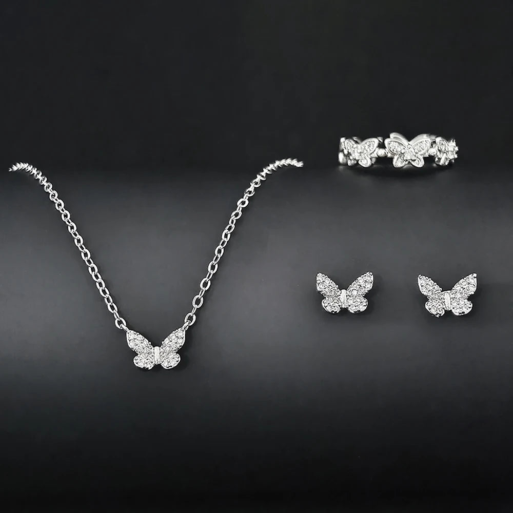 Unique Design Silver Color Butterfly Jewelry Set for Women Valentine's Day Gift Jewelry Wholesale Moonso E6863-r8418-x6228