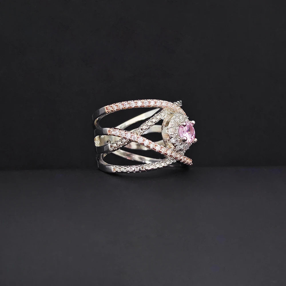 Moonso Trendy Rose Gold Silver Color Fashion Ring Luxury for Women Party Gift Wholesale Brand Jewelry R5000