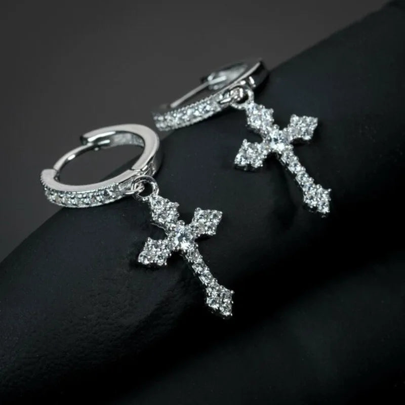 2024 New Arrival Trendy Gold Silver Color Cross Earrings for Women Party Gift Jewelry Wholesale E6876