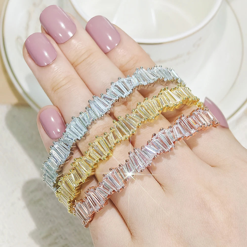 Luxury Rose Gold Silver Color on Hand Bracelet Bangle for Women Adjustable Anniversary Gift Jewelry Free Shipping Items S5213