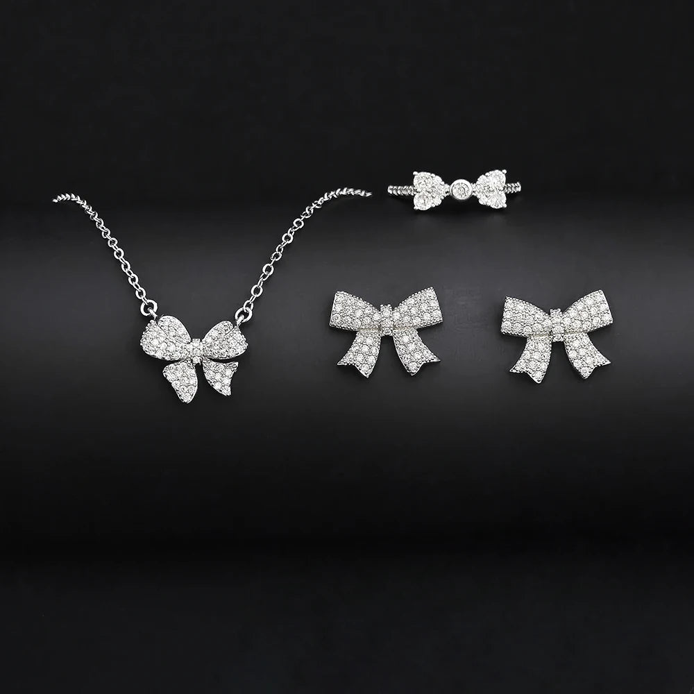 Moonso Trendy Bowknot Bride Jewelry Set for Women Anniversary Gift Jewelry Wholesale Free Shipping Items R4598-e6320-x6223