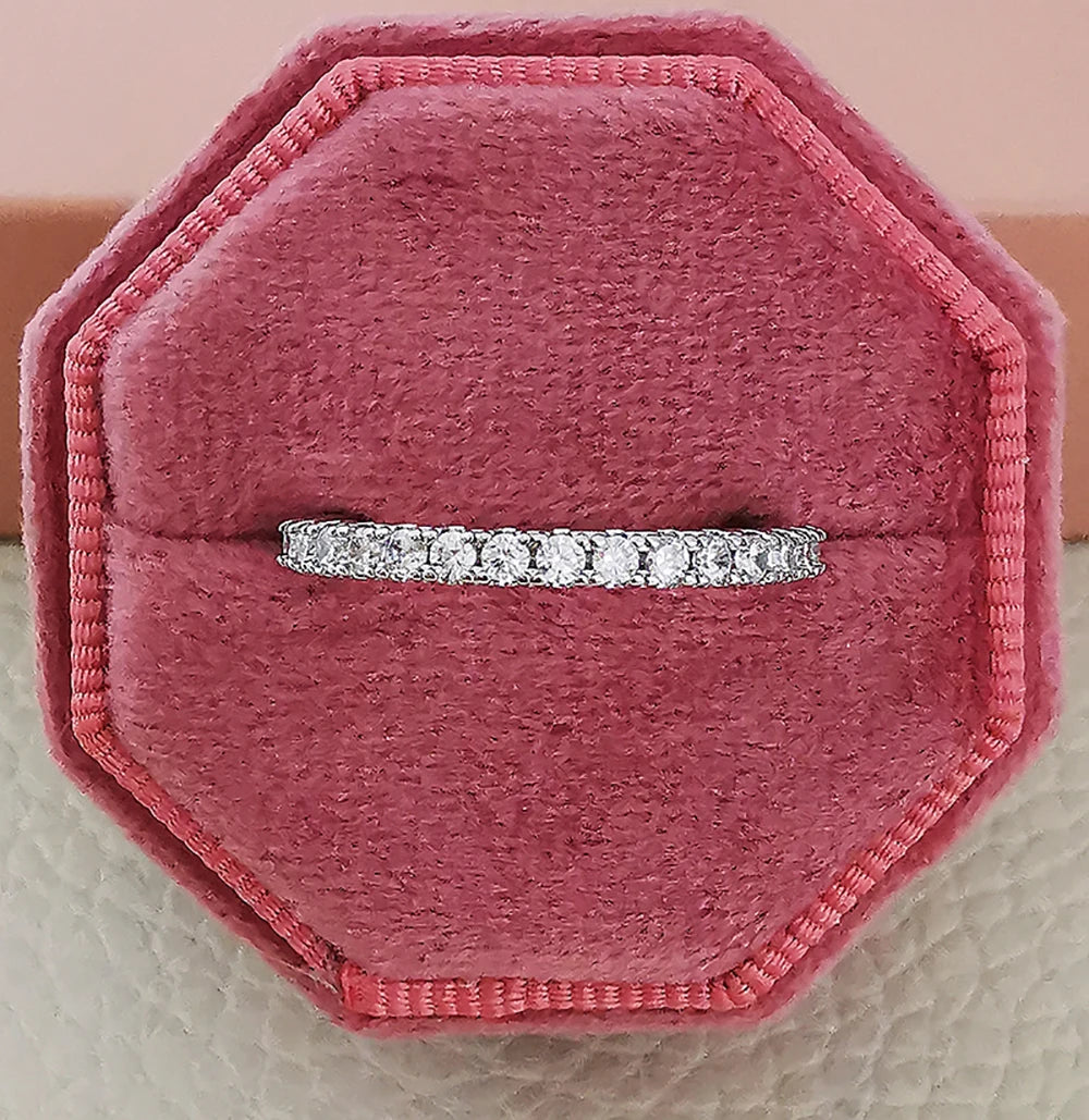 1.75mm Cz Trendy Silver Color Aesthetic Cz Stackable Ring Eternity Band for Women Gift for Friend Jewelry R7026