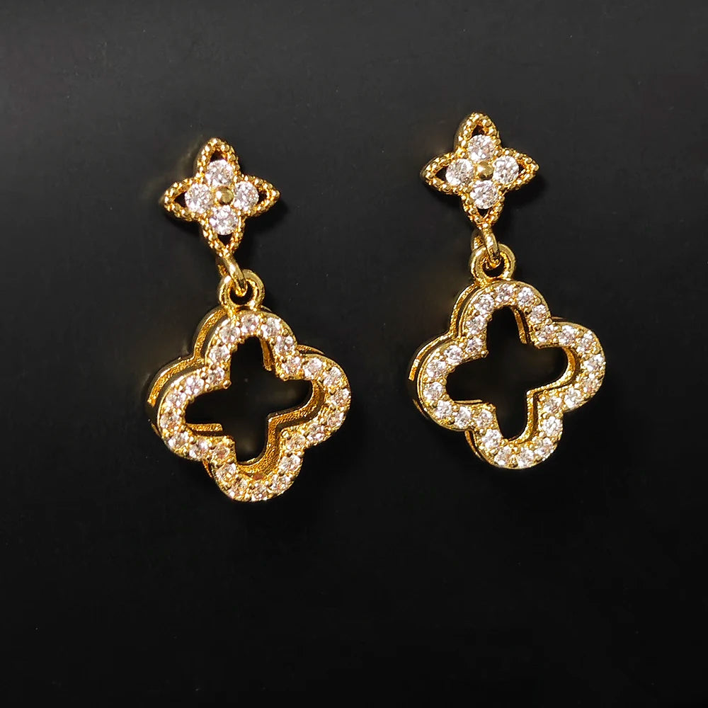 Moonso Arrival Fashion Gold Silver Color Clover Earrings  for Women Party Gift Drop Shipping E8097