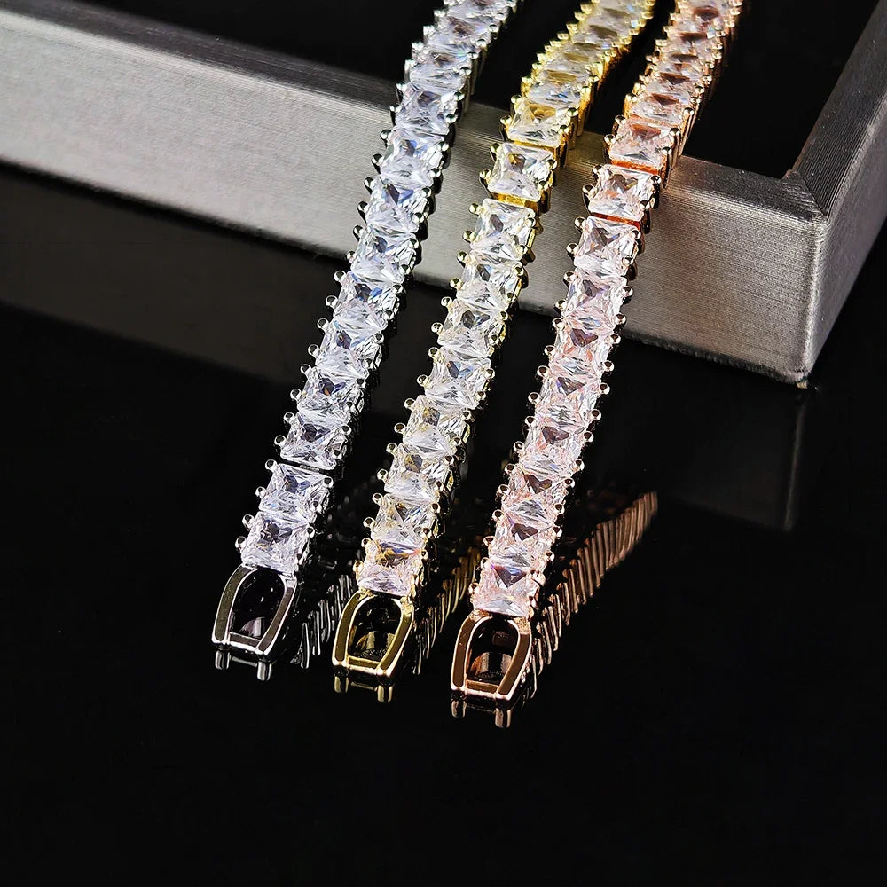 Moonso Luxury Princess Rose Gold Silver Color Bracelet Bangle on Hand for Women Anniversary Gift Jewelry Wholesale S5451