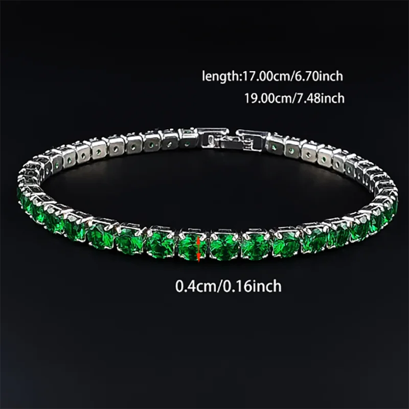 2024 New Arrival 4mm Luxury Round Silver Green Multi Color on Hand Bracelet Bangle for Women Anniversary Gift Jewelry S5787