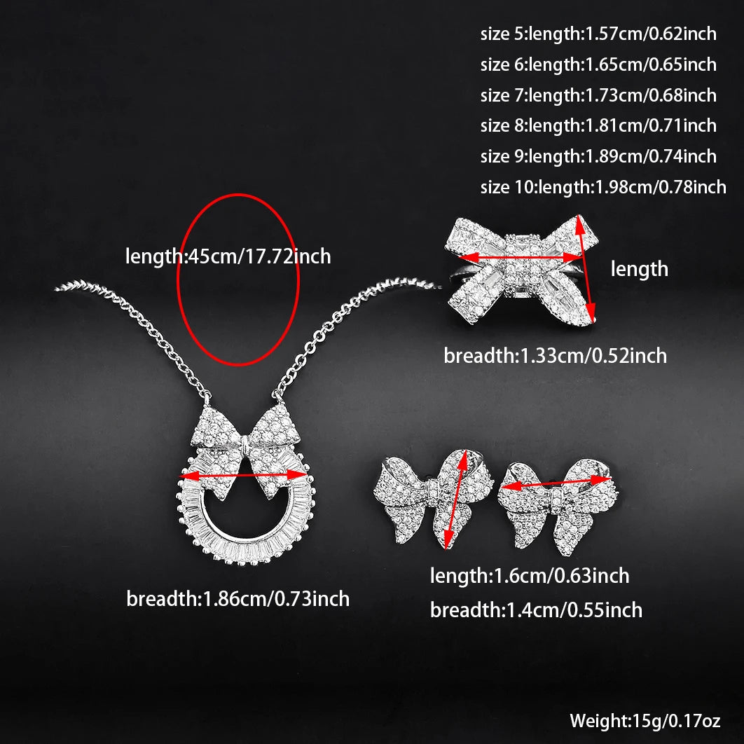 Moonso Trendy Silver Color Romantic Bowknot Bride Jewelry Set for Women Anniversary Gift Jewelry Wholesale E5765-r5461-x6191