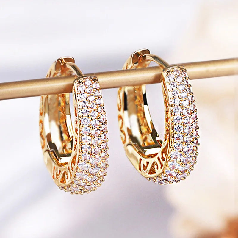 Unique Design Luxury Gold Color Hoop Earrings for Women Valentine's Day Gift Gold Plated Jewelry E8455