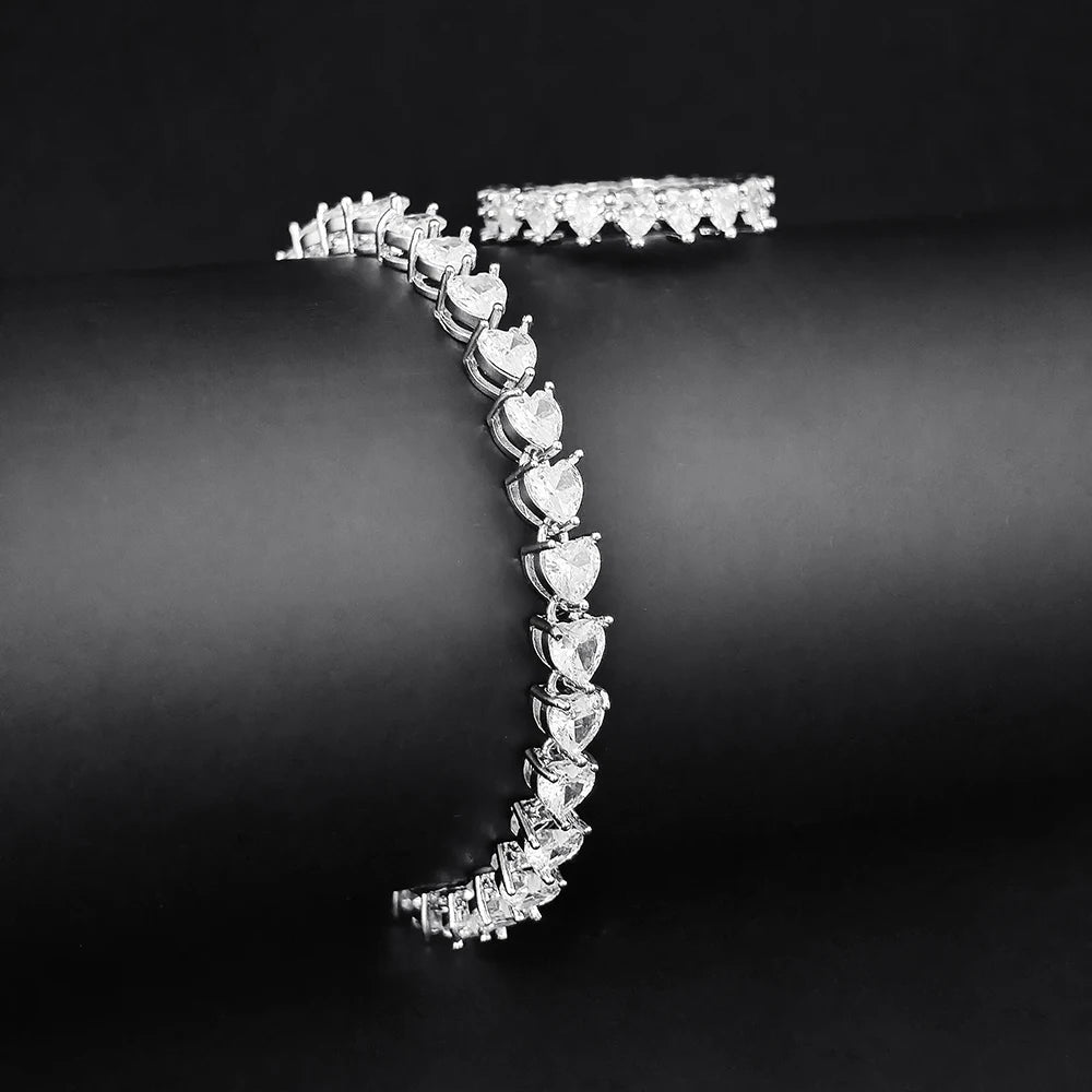 Moonso Trendy Heart Silver Color Cute Ring Bracelet Jewelry Set for Girl Lovers Love Party Gift Jewelry Wholesale R4578-s7982