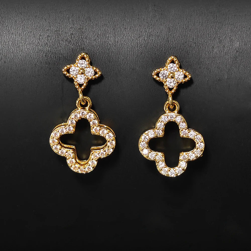 Moonso Arrival Fashion Gold Silver Color Clover Earrings  for Women Party Gift Drop Shipping E8097
