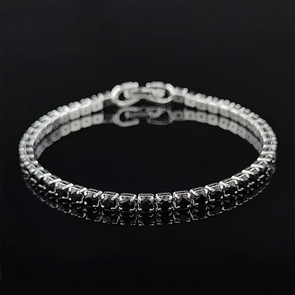 Rose Gold Silver Color 3mm 4mm 5mm Pink Blue Green Red Tennis Bracelet Bangle for Women Wedding Fashion Jewelry Party Gift S4777