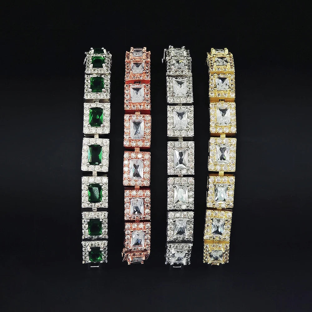 Moonso 18CM Luxury Rectangle Gold Green Silver Color on Hand Bracelet Bangle for Women Anniversary Gift Jewelry Bulk Sell S5779