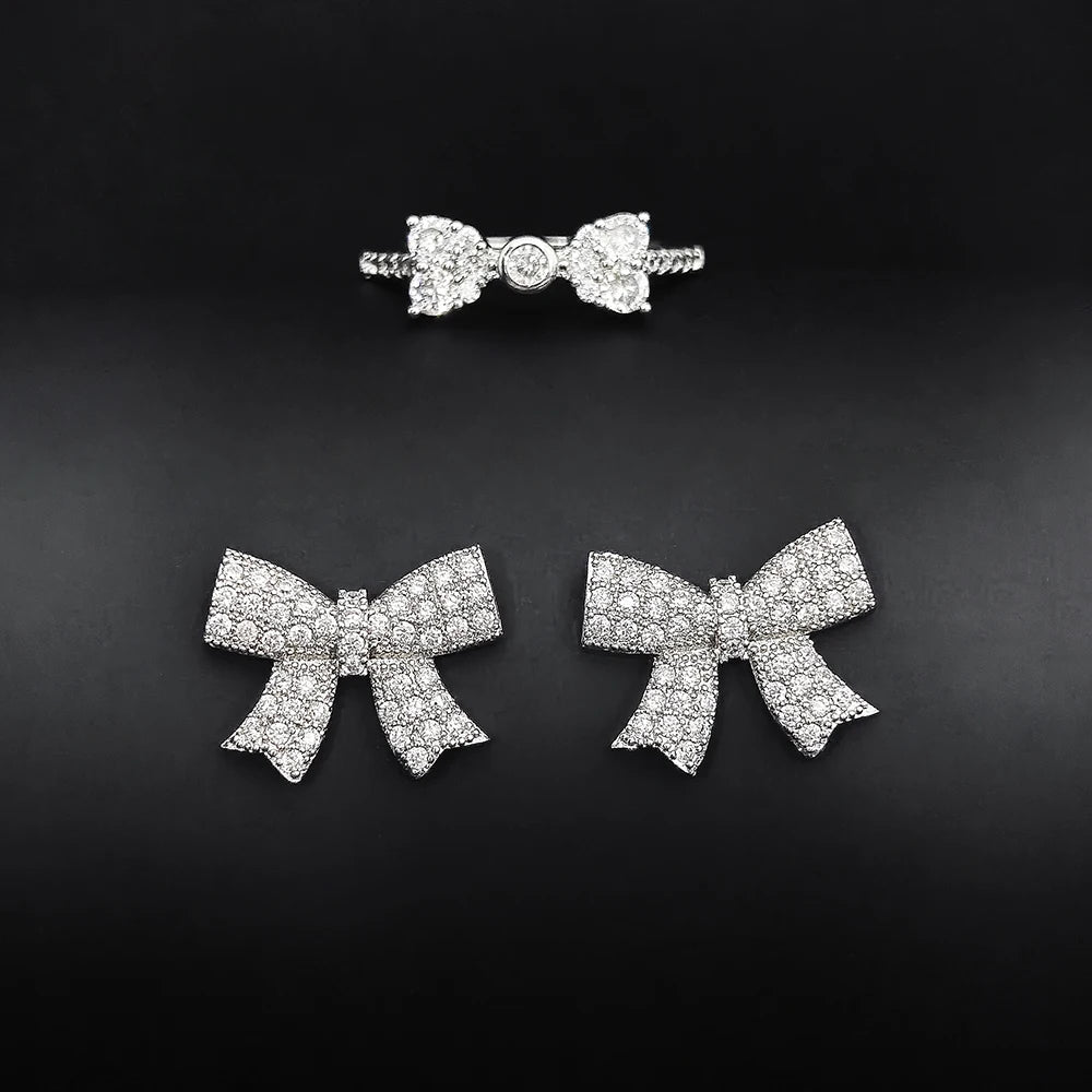 Moonso Trendy Bowknot Bride Jewelry Set for Women Anniversary Gift Jewelry Wholesale Free Shipping Items R4598-e6320-x6223