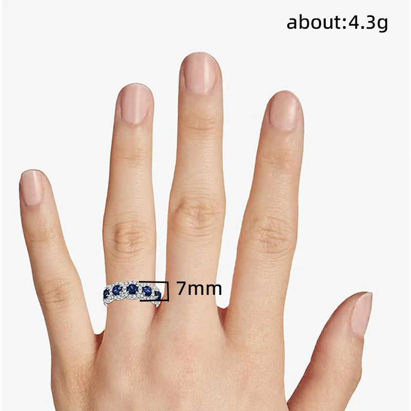Classic Blue Color Round Eternity Band Ring for Women Party Gift Jewelry Wholesale Free Shipping Items R8464