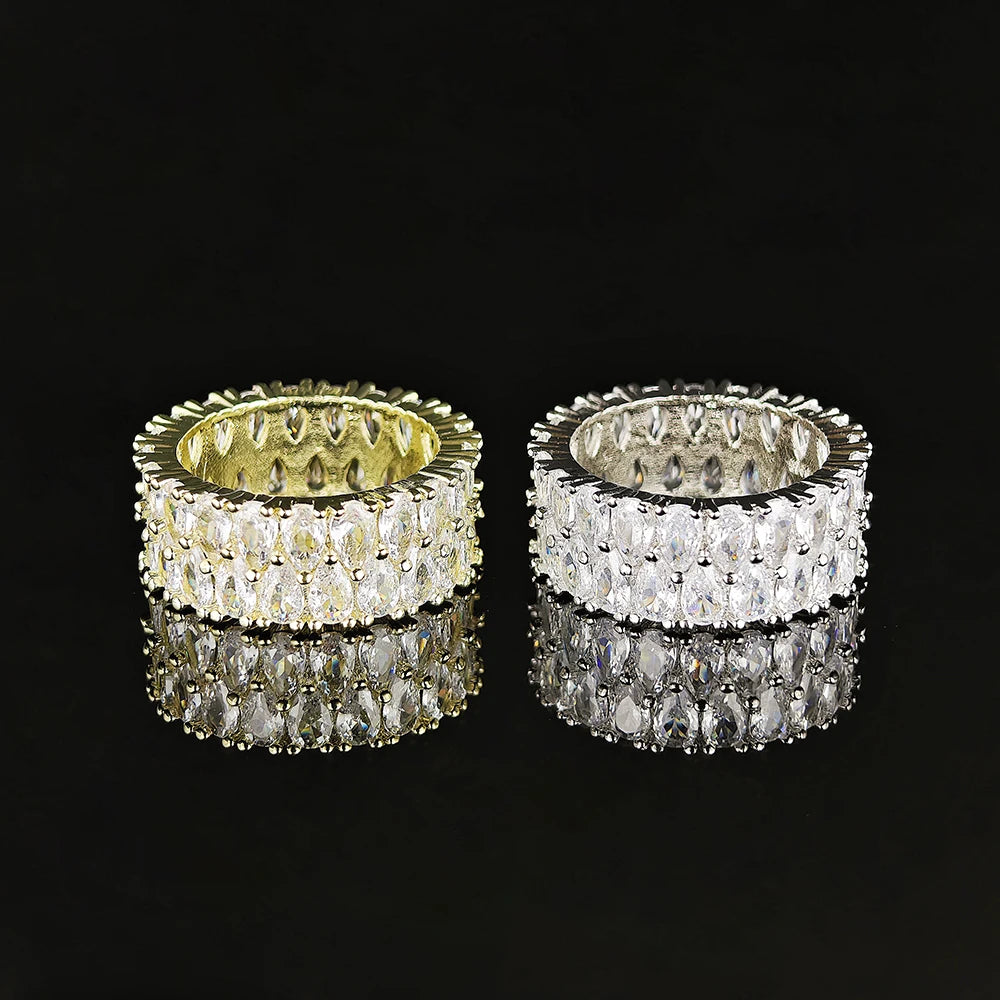 Moonso Trendy Double Drainage Drip Silver Color Aesthetic Eternity Band Ring for Women Christmas Gift Jewelry Bulk Sell R5936