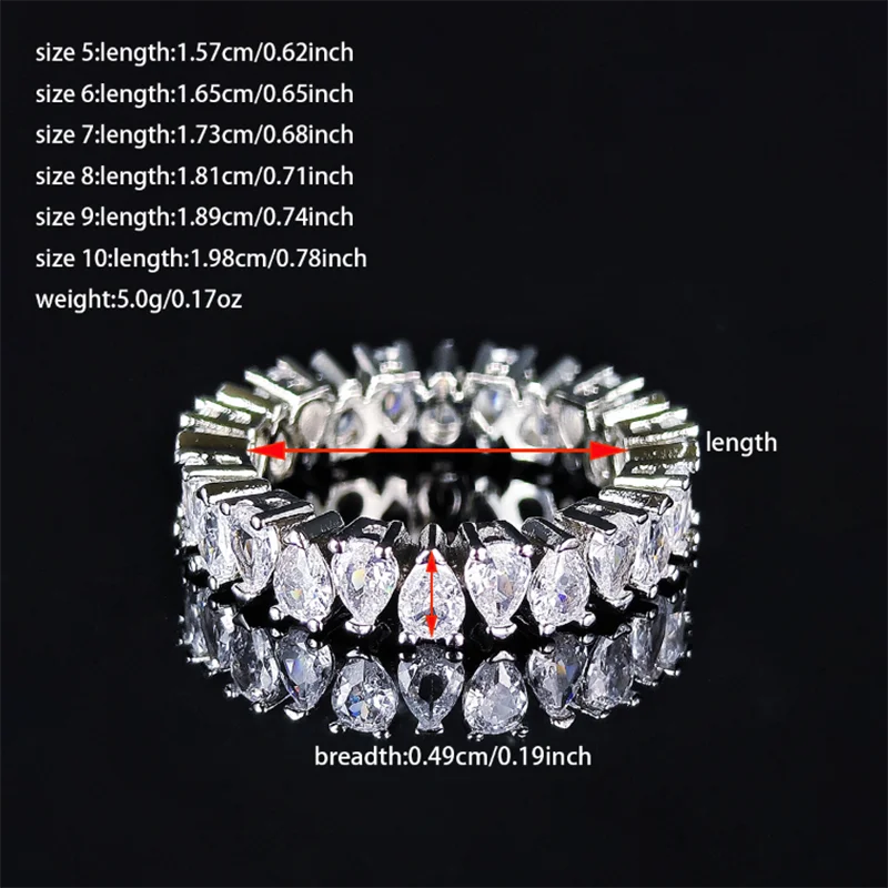 Moonso Trendy Drainage Drip Silver Color Aesthetic Eternity Band Ring for Women Christmas Gift  Jewelry Bulk Sell R7972