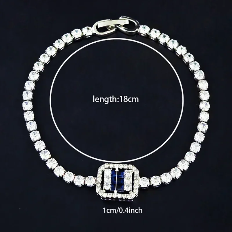 Luxury Green Blue Rectangle Charm Silver Color on Hand Bracelet for Women Wedding Girl Gift Wholesale Free Shipping Items S8151