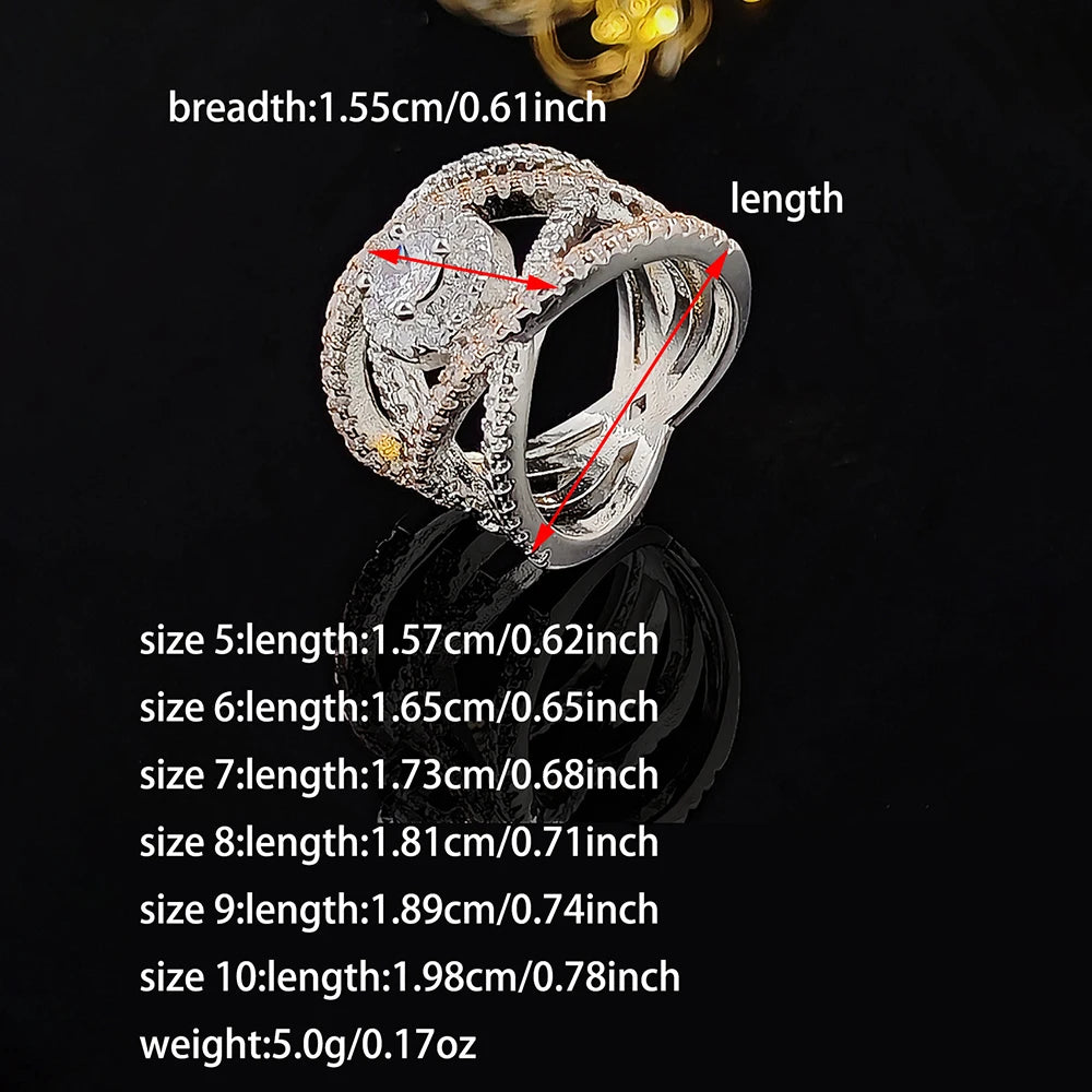 Moonso Trendy Rose Gold Silver Color Fashion Ring Luxury for Women Party Gift Wholesale Brand Jewelry R5000