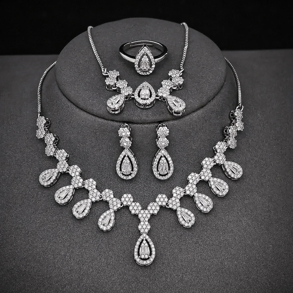 Moonso Arrival Luxury Designer Bride Jewelry Set for Women Engagement  Anniversary Gift Jewelry Wholesale E046-R046-S046-X046